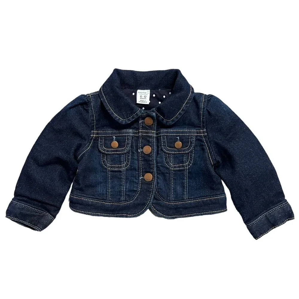 Baby Gap 6-12m Polkadot Lined Denim Jacket